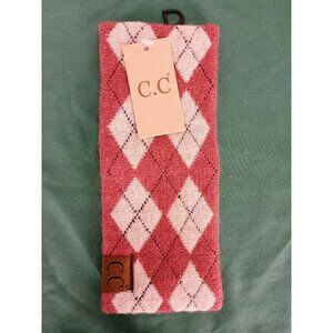 C.C Soft Stretch Winter Warm Pink Salmon Red‎ Argle  Ribbed Ear Warmer Headband